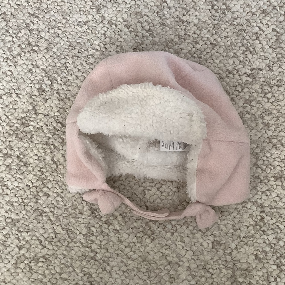 Children’s Place Pink White Sherpa Trapper Hat 12-18 months